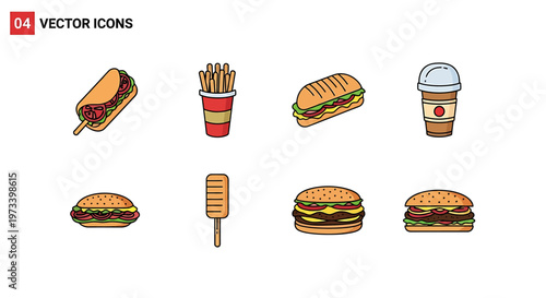 Fast Food Vector Icons Collection.