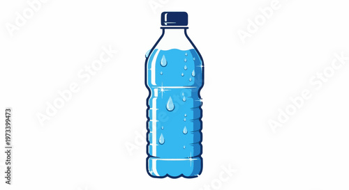 A refreshing bottle of clear, cool water with glistening droplets