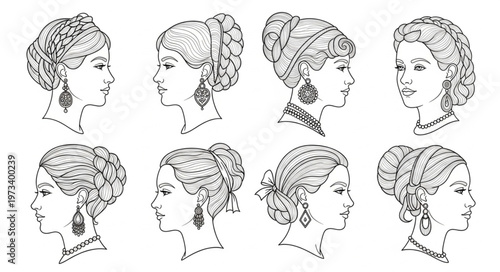 Elegant Ladies - A Collection of Classic Hairstyle Sketches.