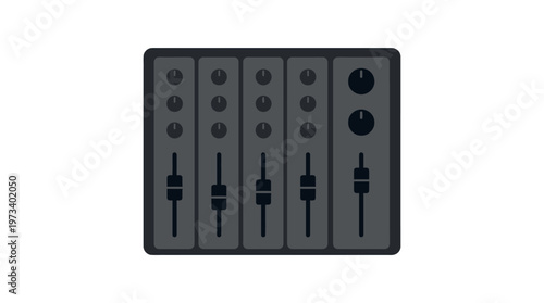 Professional Audio Mixer Sound Console Icon on Isolated White Background