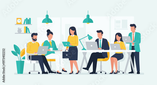 Diverse professionals collaborate in a modern office setting (3)