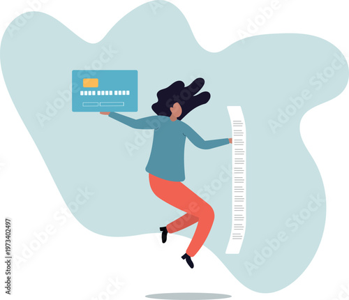 Credit card debt problem, overspend or shopping trouble,human life and situation.