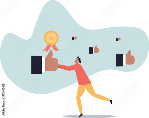 Employee of the month, great manager or success staff winning award,human life and situation.