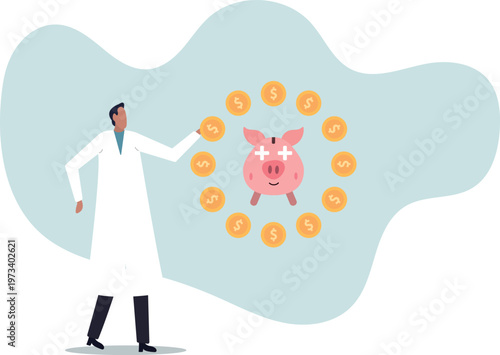 Health saving account, HSA, financial plan saving for medical expense or medicare cost and benefits .human life and situation.