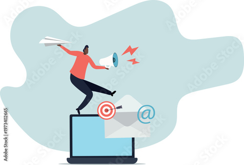 Email marketing, subscribe newsletter or sending online promotion to drive customer to website, communication and advertise .human life and situation.