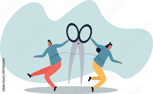 Divorced couple, separation of broken marriage end of relationship.human life and situation.