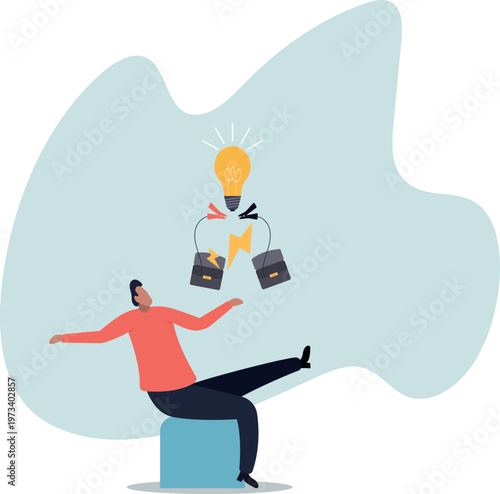 Jump start new business idea, knowledge to solve problem or creativity to think about solution.human life and situation.