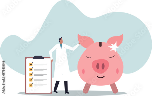 Financial checkup analyze growing wealth, debt or expense, diagnose money problem, wealth planning or investment advisor .human life and situation.