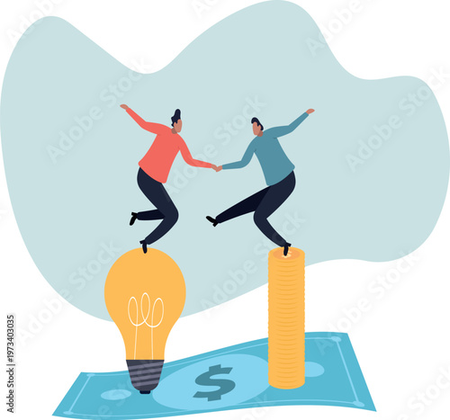 Idea pitching, fund raising and venture capital, selling business or merger agreement.human life and situation.