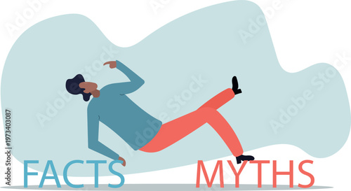 Myths vs Facts, true or false information, fake news or fictional, reality versus mythology knowledge.human life and situation.