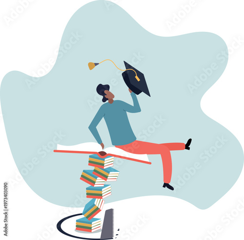 Student loan pitfall, knowledge cost and expense or big debt to pay off for education, high degree ego.human life and situation.