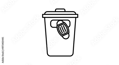 Discarded Face Mask in Trash Can Icon