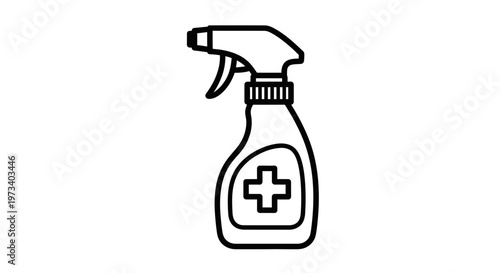 Disinfectant Spray Bottle with Plus Sign Icon for Cleaning and Hygiene