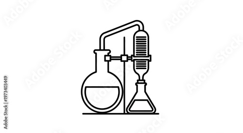 Distillation apparatus in a laboratory, chemical experiment, scientific research, education