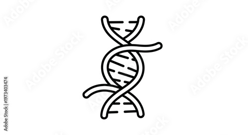 DNA Double Helix Icon, Genetic Code, Molecular Biology, Science and Medicine Symbol