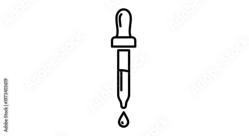 Dropper with Liquid Drop Falling, Medical and Science Icon