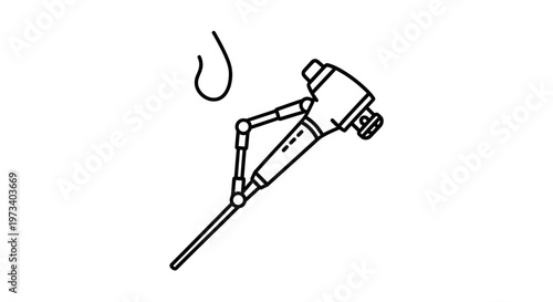 Endoscope Medical Device with Articulated Arm and Hook - Medical Illustration
