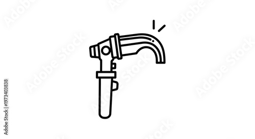Hand drawn otoscope icon, medical instrument for ear examination, simple line art