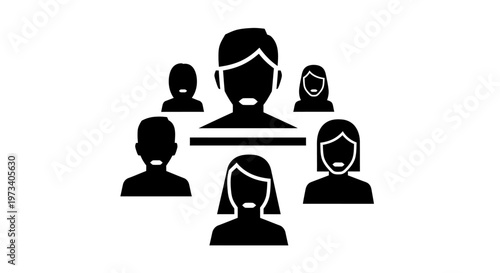 Black silhouettes of diverse people team.