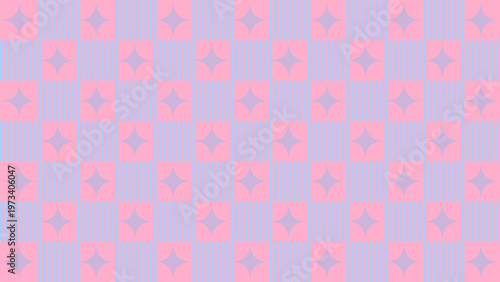 Fotografija Geometric Harmony: A delightful pattern of pink and purple squares interlace with precision, forming a visually captivating design