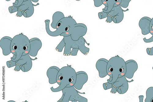 A playful group of cartoon elephants floating in a whimsical sky Vector