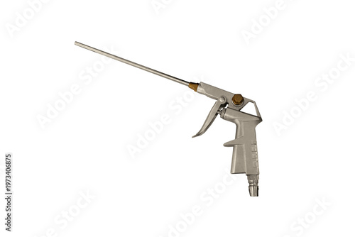 A close-up image of a metal blow gun, isolated on a PNG file with a transparent background.