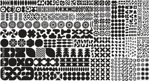 Intricate black and white pattern compilation a diverse collection of geometric and abstract designs
