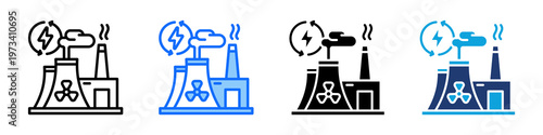 Nuclear Energy Icon Set Multi Style Vector Illustration