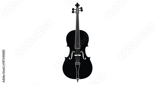 A striking black silhouette of a classic cello showcasing its elegant form and rich detail silhouette high quality professional detailed modern