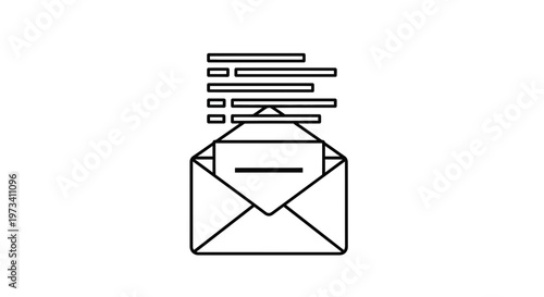 Open Envelope with Letter and Text Lines Icon