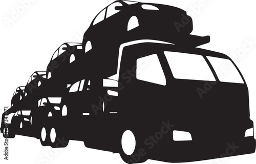 Car Hauler Truck Silhouette Icon - Auto Transport Logistics Graphic