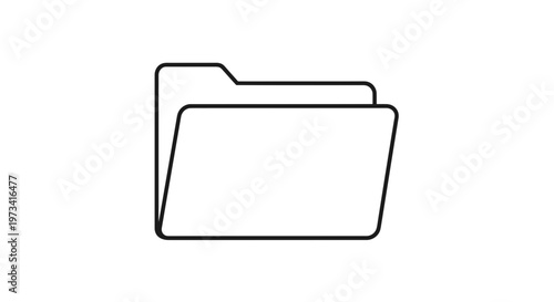 Simple Line Icon of an Open Folder with Documents Inside, Minimalist Design