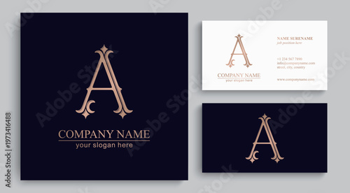 Letter A logo monogram in classic serif style with subtle decorative elements. Clean logotype for personal branding, corporate identity and premium design.