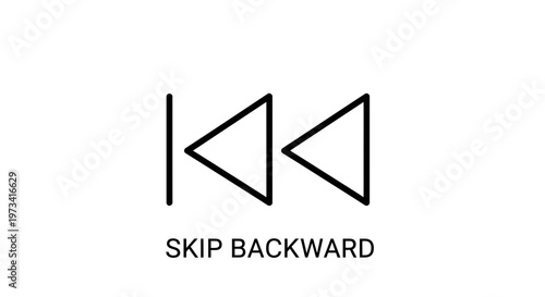 Skip Backward Icon Symbol, Rewind Button, Media Player Control Element