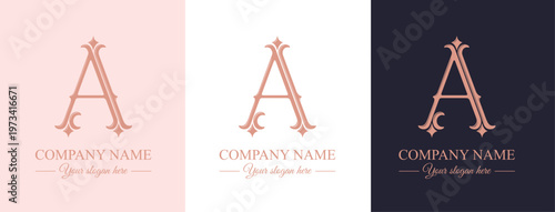 Letter A logo monogram in classic serif style with subtle decorative elements. Clean logotype for personal branding, corporate identity and premium design.