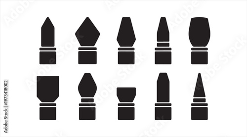 Art marker nib silhouettes with sketch and illustration tool icons