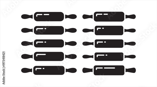 Baking tools silhouettes with rolling pins kitchen equipment icon pack