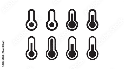 Minimal thermometer symbol pack with heat and cold level indicators