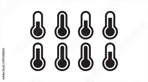 Temperature thermometer icons set simple weather measurement symbols collection