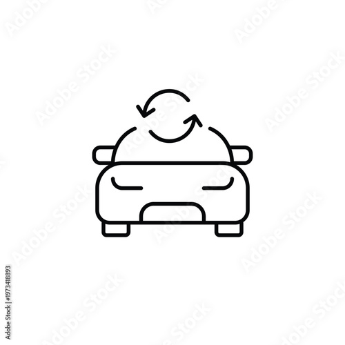 Car and renew arrows. Maintenance cycle, vehicle renewal, system update. Pixel perfect, editable stroke vector icon