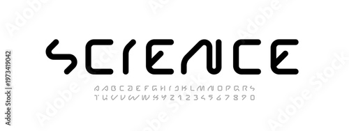 Technical future font, trendy digital cyber alphabet, letters from A, B, C, D, E, F, G, H, I, J, K, L, M, N, O, P, Q, R, S, T, U, V, W, X, Y, Z and numbers from 0, 1, 2, 3, 4, 5, 6, 7, 8, 9 for design