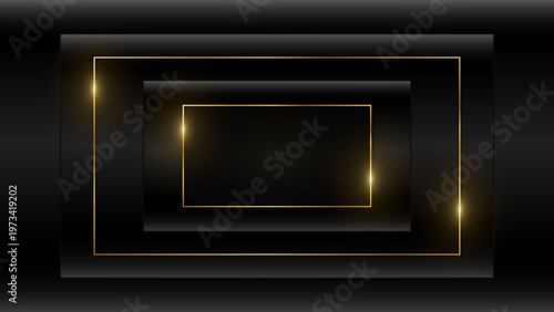 Luxury Black Gold Frame Background with Elegant Light Glow Abstract Premium Design