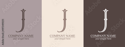 Letter J logo monogram in classic serif style with subtle decorative elements. Clean logotype for personal branding, corporate identity and premium design.