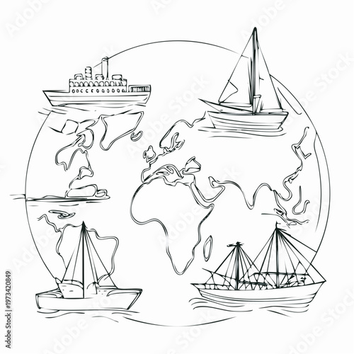 Global Maritime Travel and Shipping Routes Around the World.