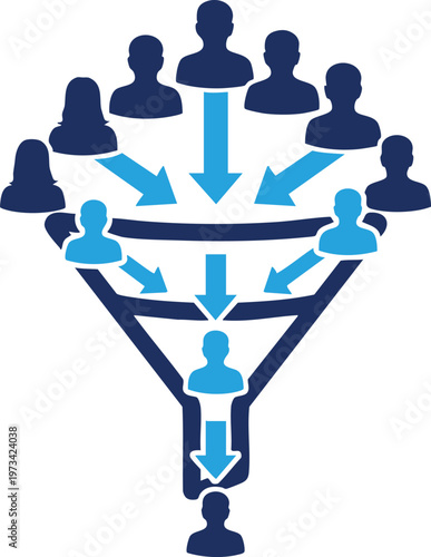 Understanding the funnel process of user engagement and selection in a hierarchical structure