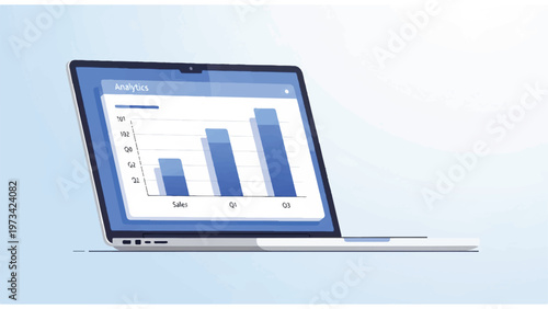 Laptop with Bar Graph on Screen 2.
