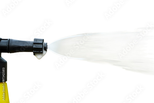 Yellow bottle portable spray water for watering plants isolated on white background