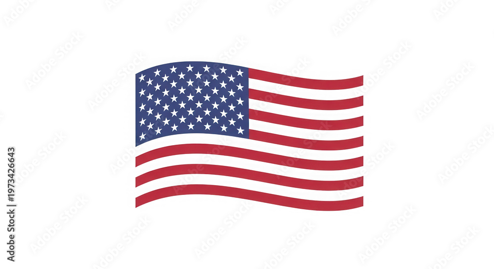 Fototapeta premium Waving american flag isolated on transparent background