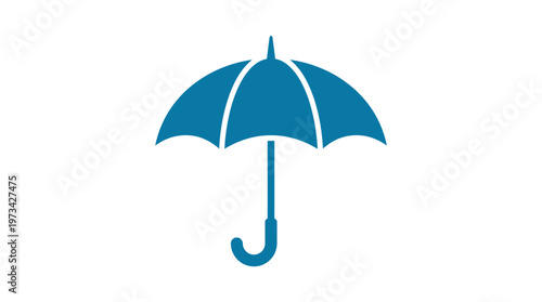 Simple Blue Umbrella Icon Providing Shelter and Protection on an isolated white background