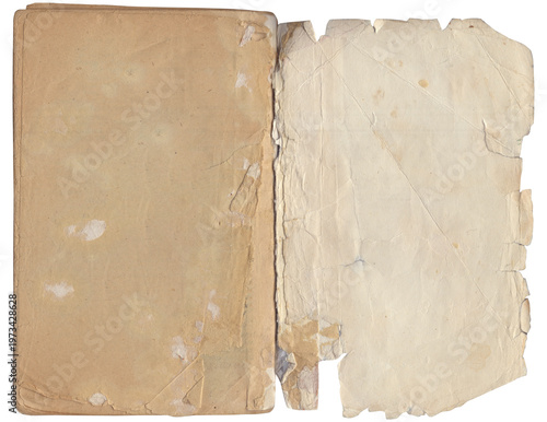 Vintage empty background of old book paper texture isolated